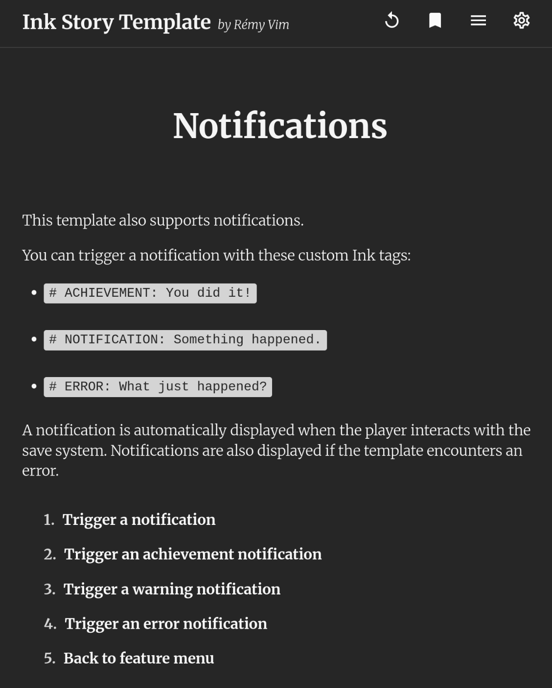 Template with dark theme, monochrome