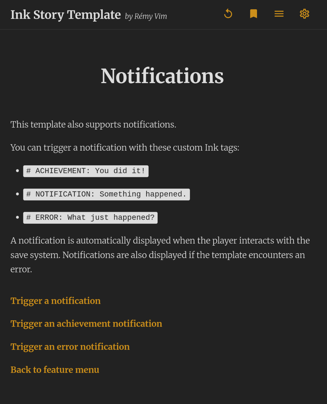 Template with dark theme and gold accent